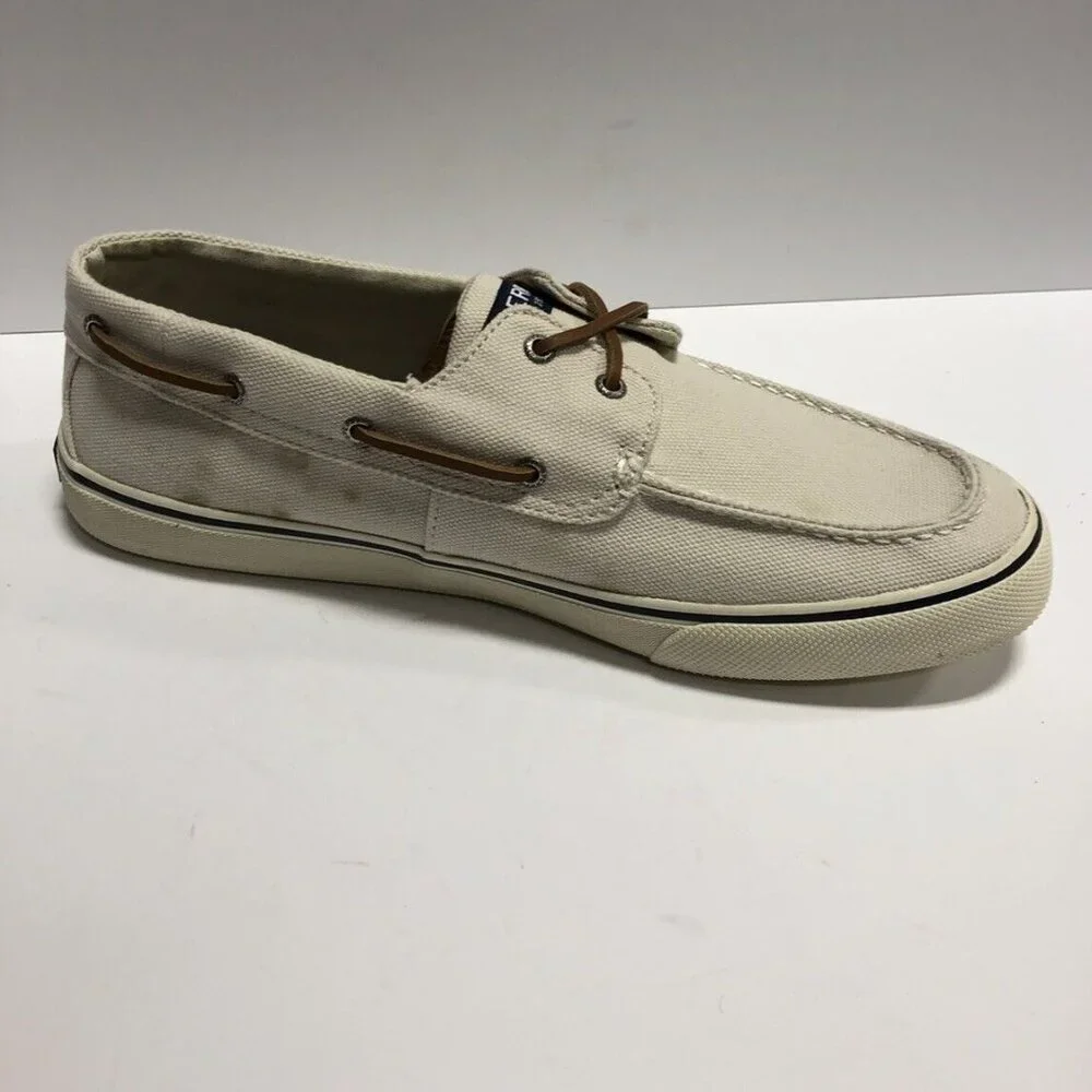 Sperry Men's Bahama II Distressed Boat Shoe Off White Size 13 M